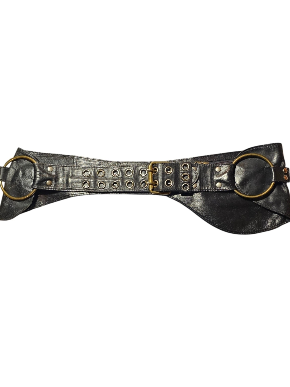 ​Jungle Tribe Leather Hip Belt with Pockets Festival Brass Grommet Waist
